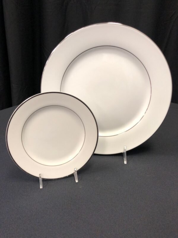White with Silver Band Dessert or Salad Plate, 7"